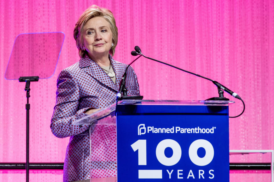 Hillary Clinton speaks during the Planned Parenthood 100th anniversary gala on May 2 in New York City.
