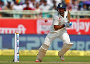 India v England - Second Test cricket match - Dr. Y.S. Rajasekhara Reddy ACA-VDCA Cricket Stadium, Visakhapatnam, India - 17/11/16 - India's Cheteshwar Pujara plays a shot. REUTERS/Danish Siddiqui