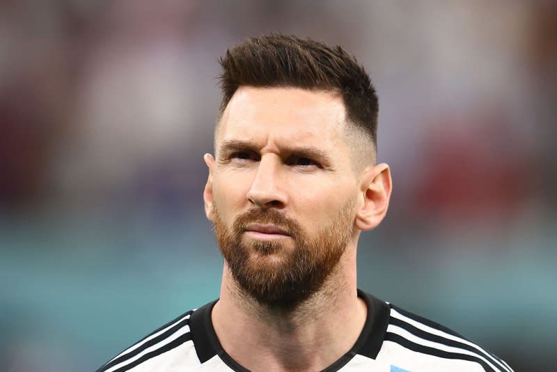 Lionel Messi plays for Argentina at the FIFA World Cup semi-final match in 2022. File Photo by Chris Brunskill/UPI