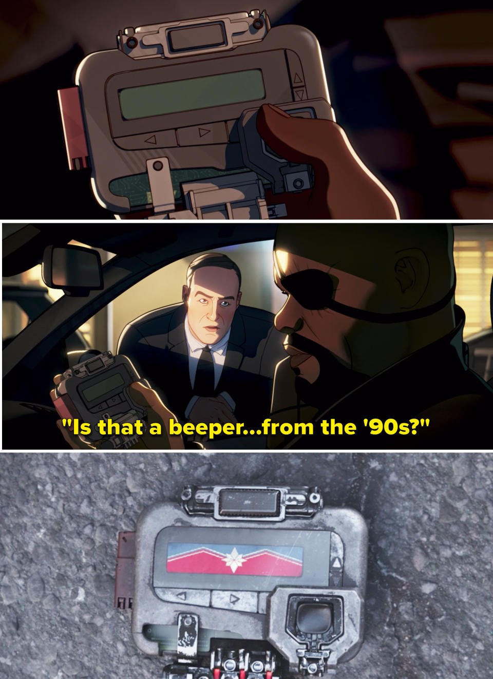 Coulson saying, "Is that a beeper...from the '90s?"