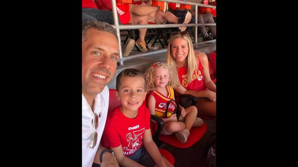 Amanda Carlo catches a Chiefs game with her husband Ben, son Henry and daughter Charlotte. Courtesy photo