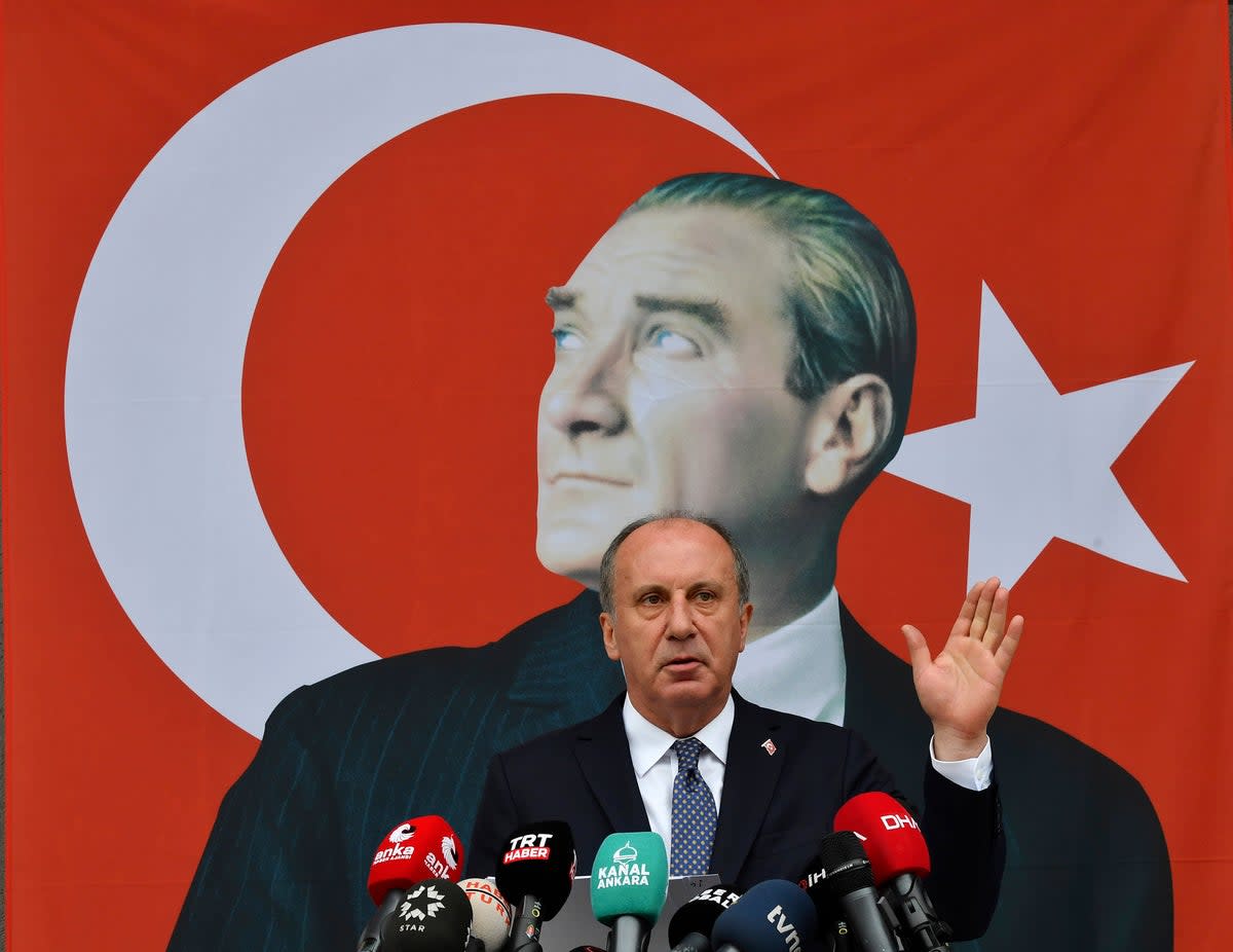 Muharrem Ince, pictured in 2021, is out of the Turkish presidential race with days to go (AP)
