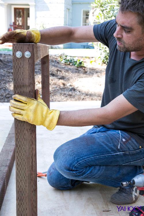 Carpenter assembling handmade table