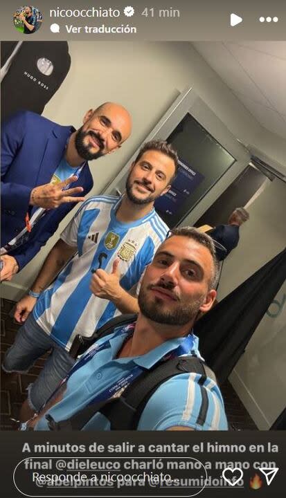 La selfie de Nico Occhiato con Diego Leuco y Abel Pintos