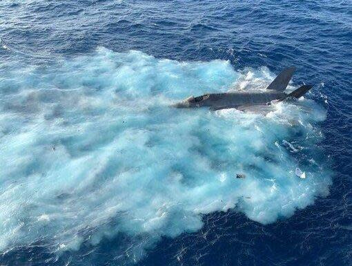 A photo on social media of the US Navy F-35C in the South China Sea. 