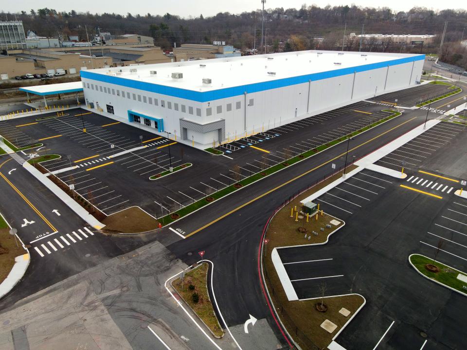 The newly built Amazon warehouse at the site of the former Greendale Mall in Worcester.