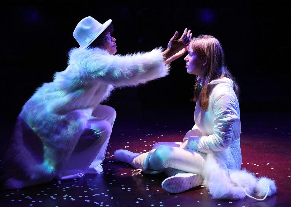 Darlene Van Alstyne, left, and Danica Jensen in a scene from "Angels in America" on stage at the Provincetown Theater.