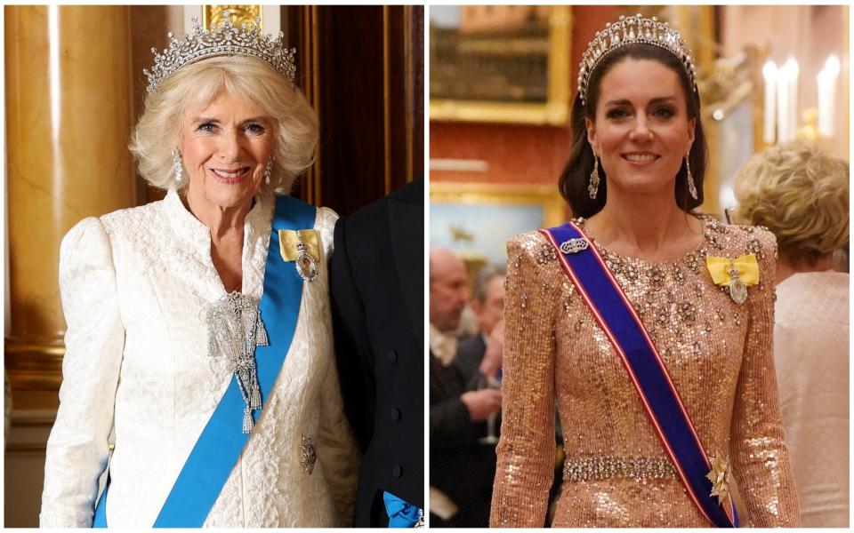 Queen Camilla and the Princess of Wales at the 2023 Diplomatic Reception at Buckingham Palace