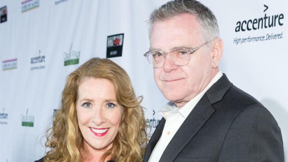 Phyllis Logan and Kevin McNally pose together on the red carpet