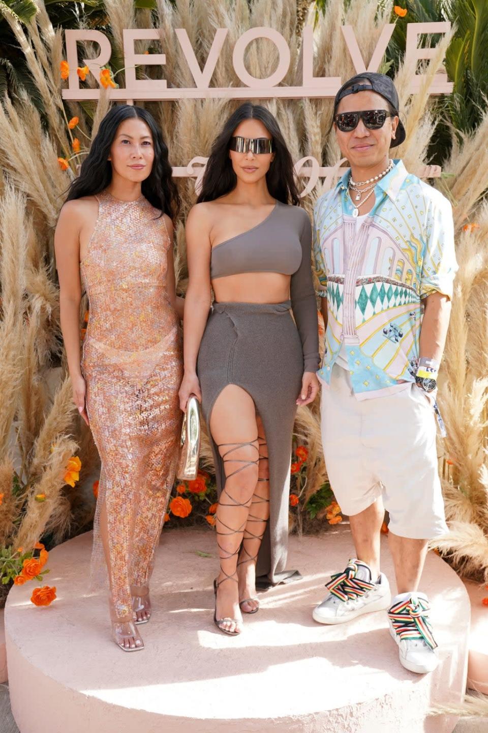 Raissa Gerona, Kim Kardashian, and Michael Mente (Getty Images for REVOLVE)