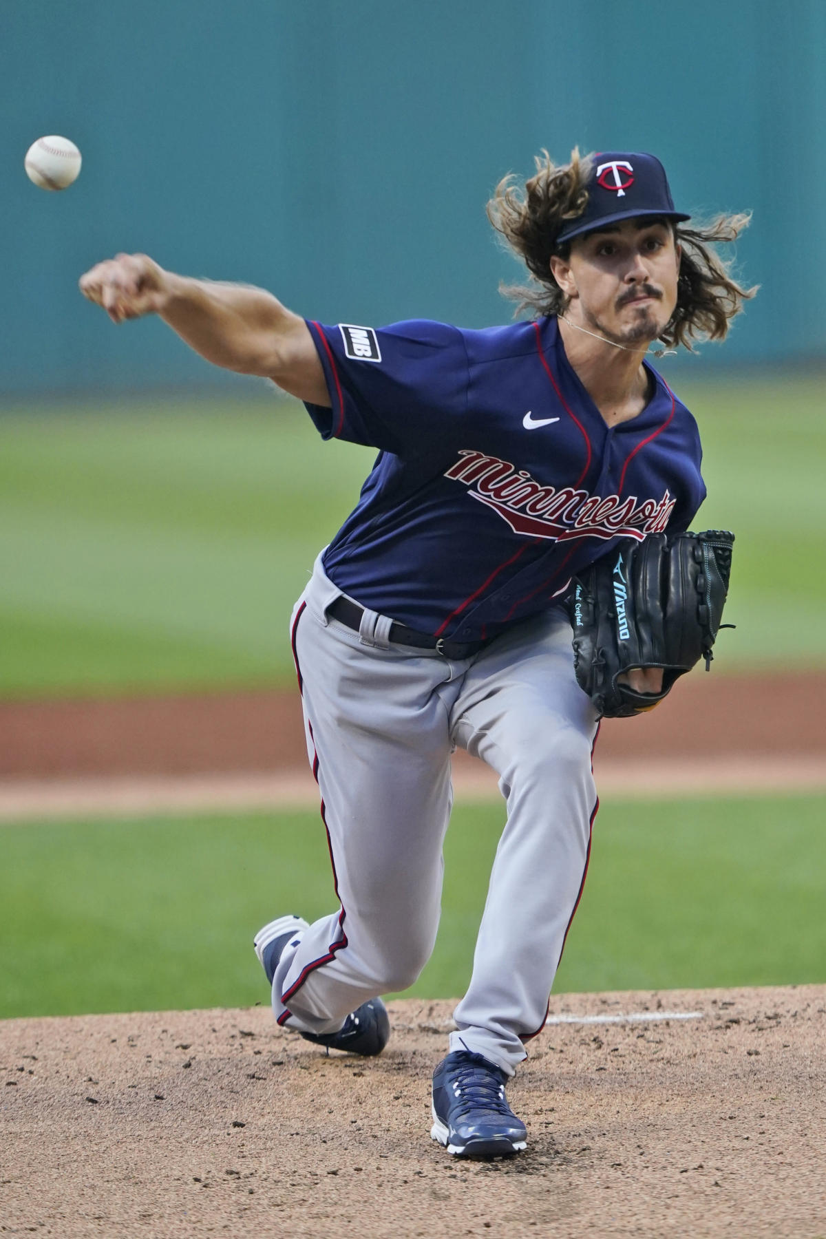 Minnesota Twins starting pitcher Randy Dobnak throws a pitch to