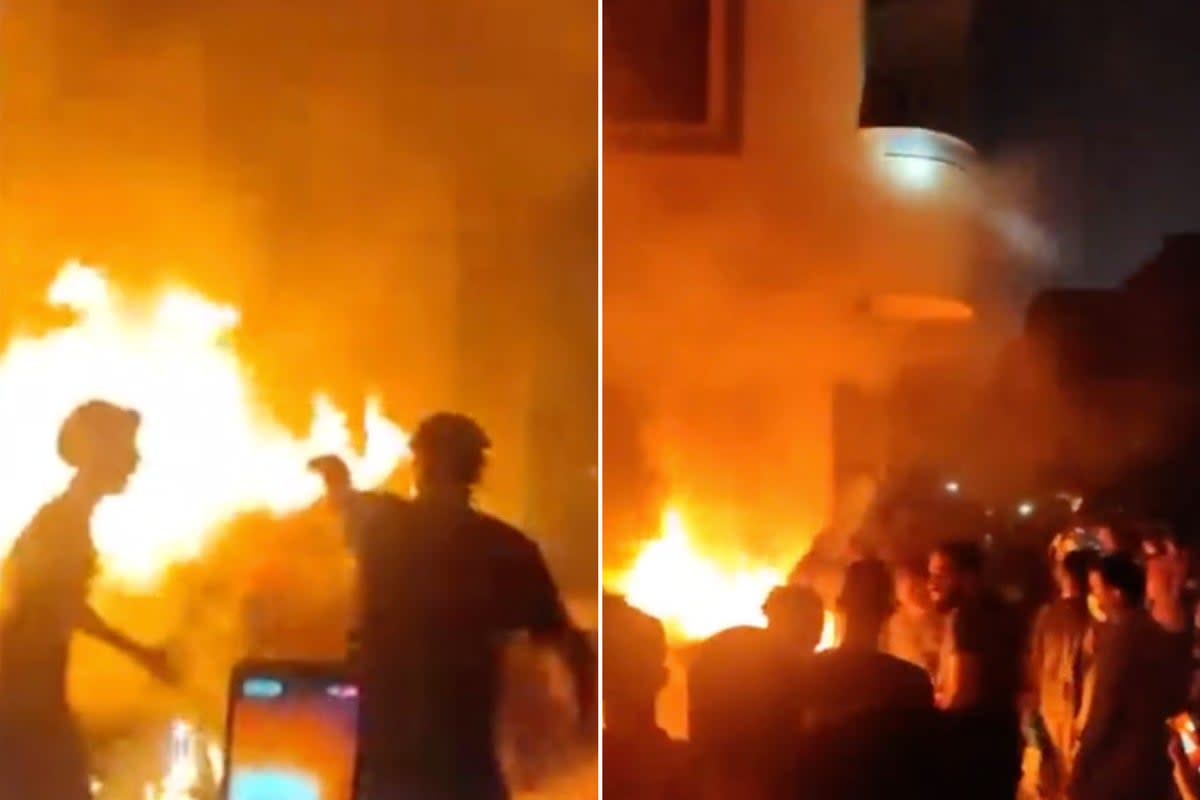 Protesters set fire to the house of Derna’s mayor, Abdulmenam al-Ghaithi, on Monday evening (BBC)