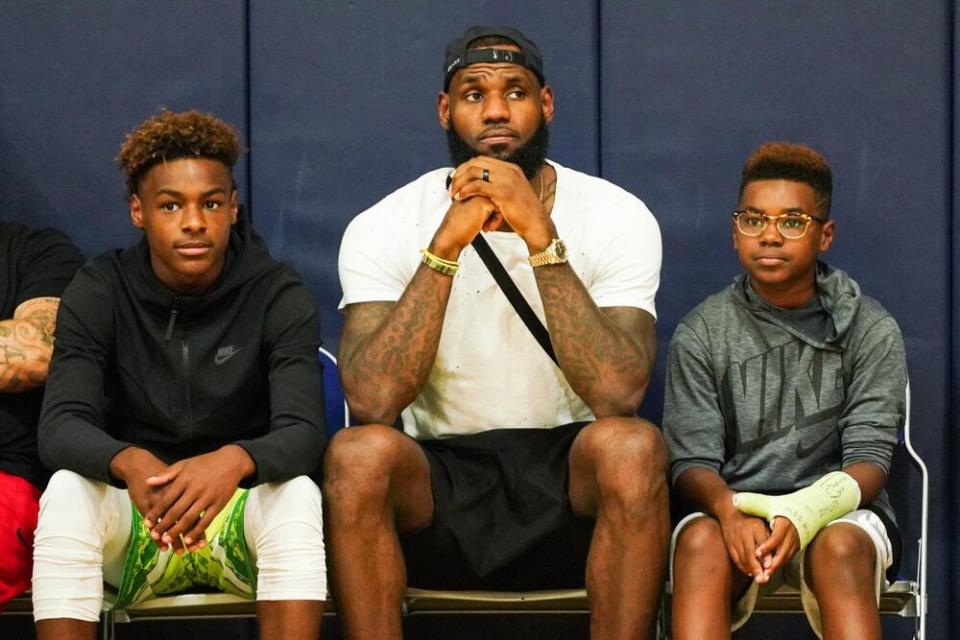 LeBron James (center) with sons LeBron Jr. and Bryce | Cassy Athena/Getty