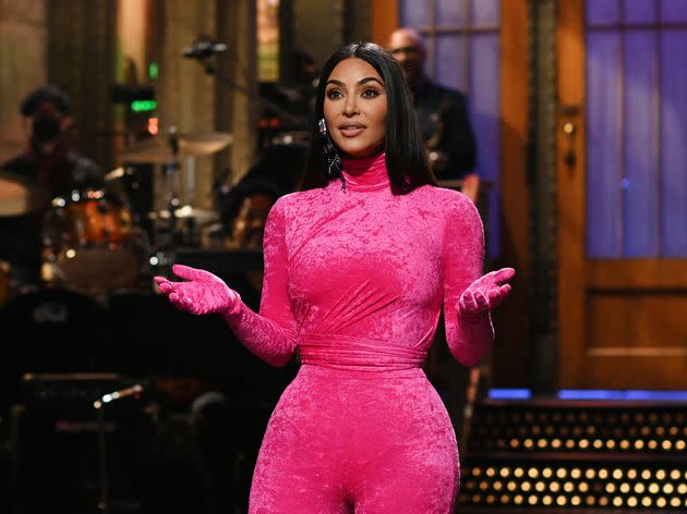 Kim Kardashian West during her monologue hosting 