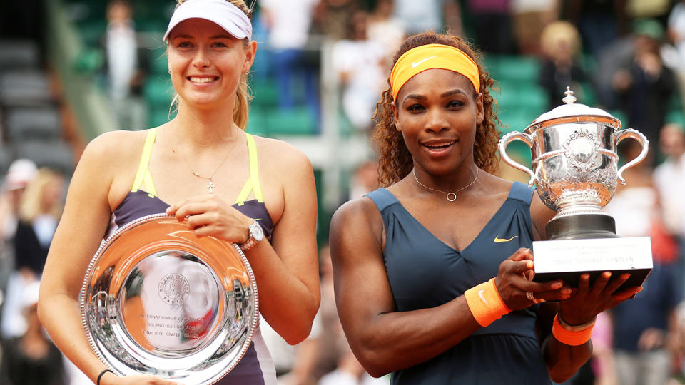 Maria Sharapova and Serena Williams, pictured here after the 2013 French Open final.