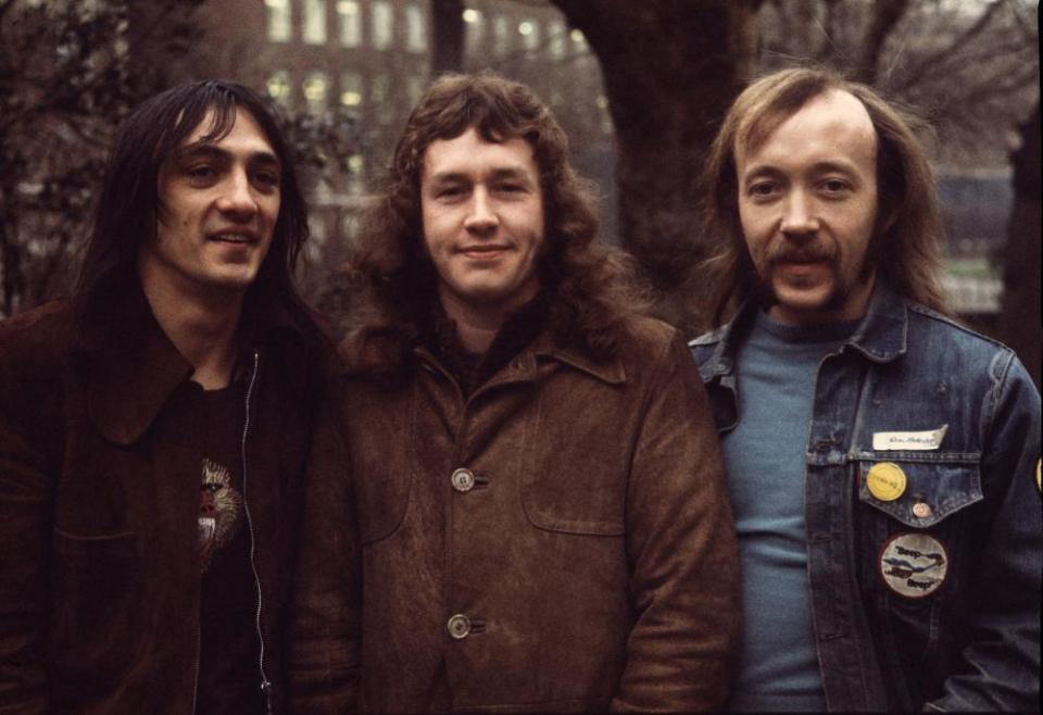 The Groundhogs, London, 1974. Left to right: bassist Peter Cruickshank, drummer Clive Brooks and guitarist Tony McPhee.