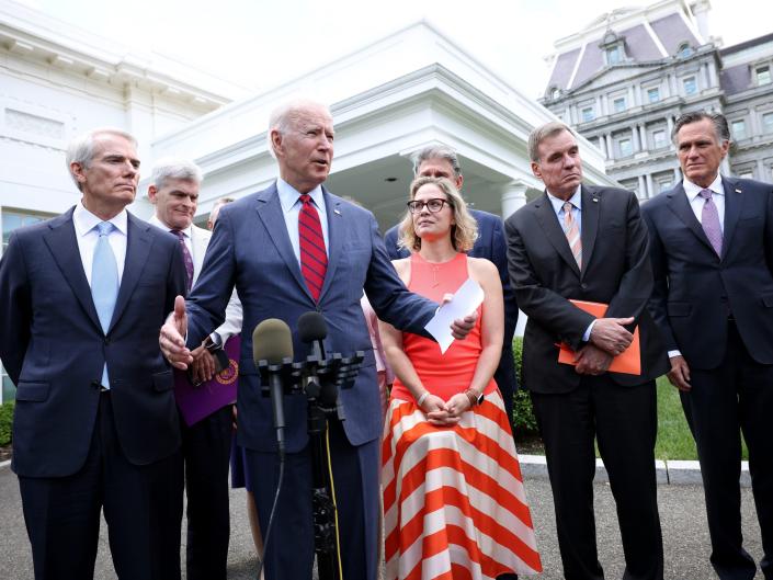 Joe Biden with bipartisan group of senators.
