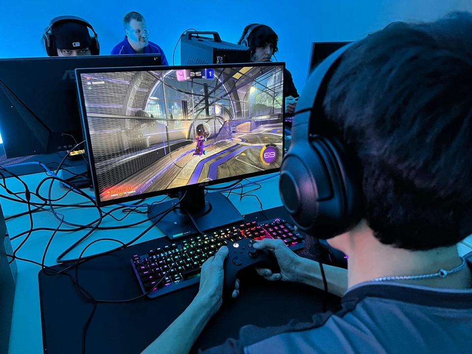 A student plays Rocket League during an esports event at the Lakota Nation Invitational in December in Rapid City. South Dakota's best high school esports teams will converge at South Dakota State University in Brookings on Friday and Saturday, March 22-23, 2024 for the first high school state tournament.