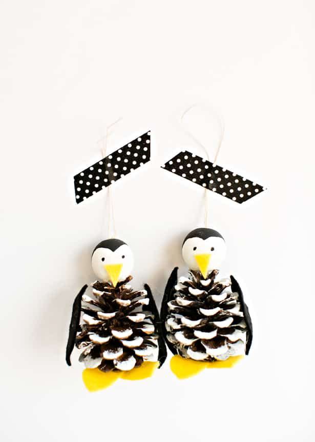 Penguin Pine Cone Ornaments