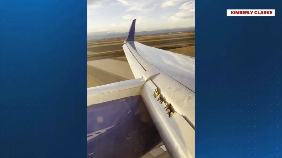 United Flight 354 had to make an emergency landing after its wing suffered damage enroute from San Francisco to Boston.