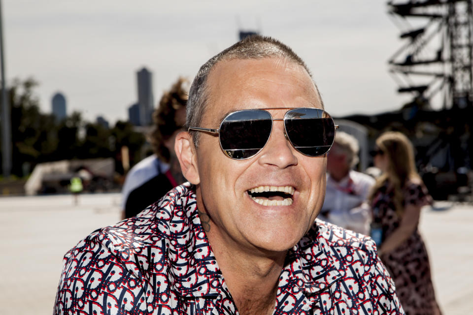 MELBOURNE, AUSTRALIA - MARCH 12: Robbie Williams attends a media call on March 12, 2020 in Melbourne, Australia. (Photo by Sam Tabone/WireImage)