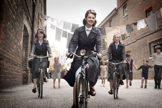 Bryony Hannah (left), Jessica Raine and Helen George in 