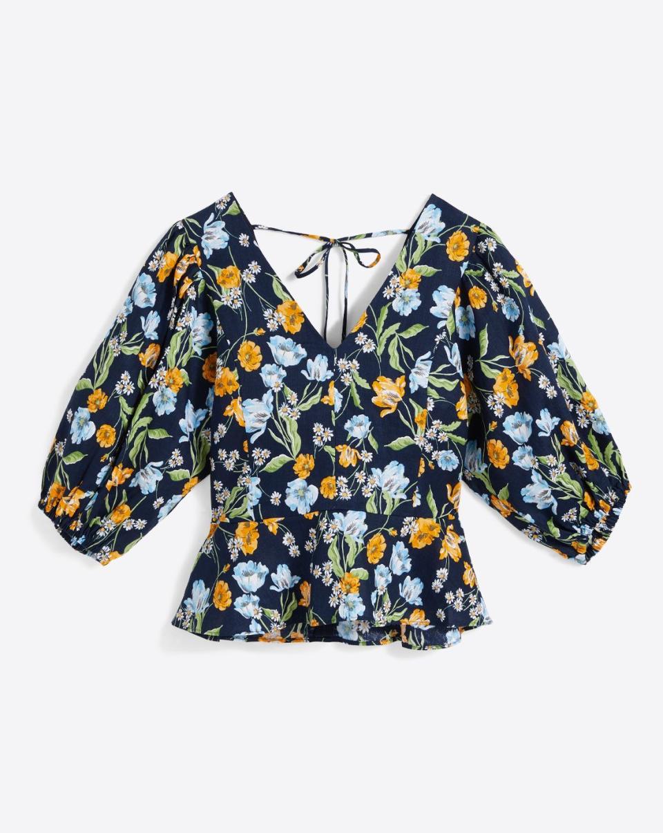 14) Puff Sleeve Top in Spring Blooms