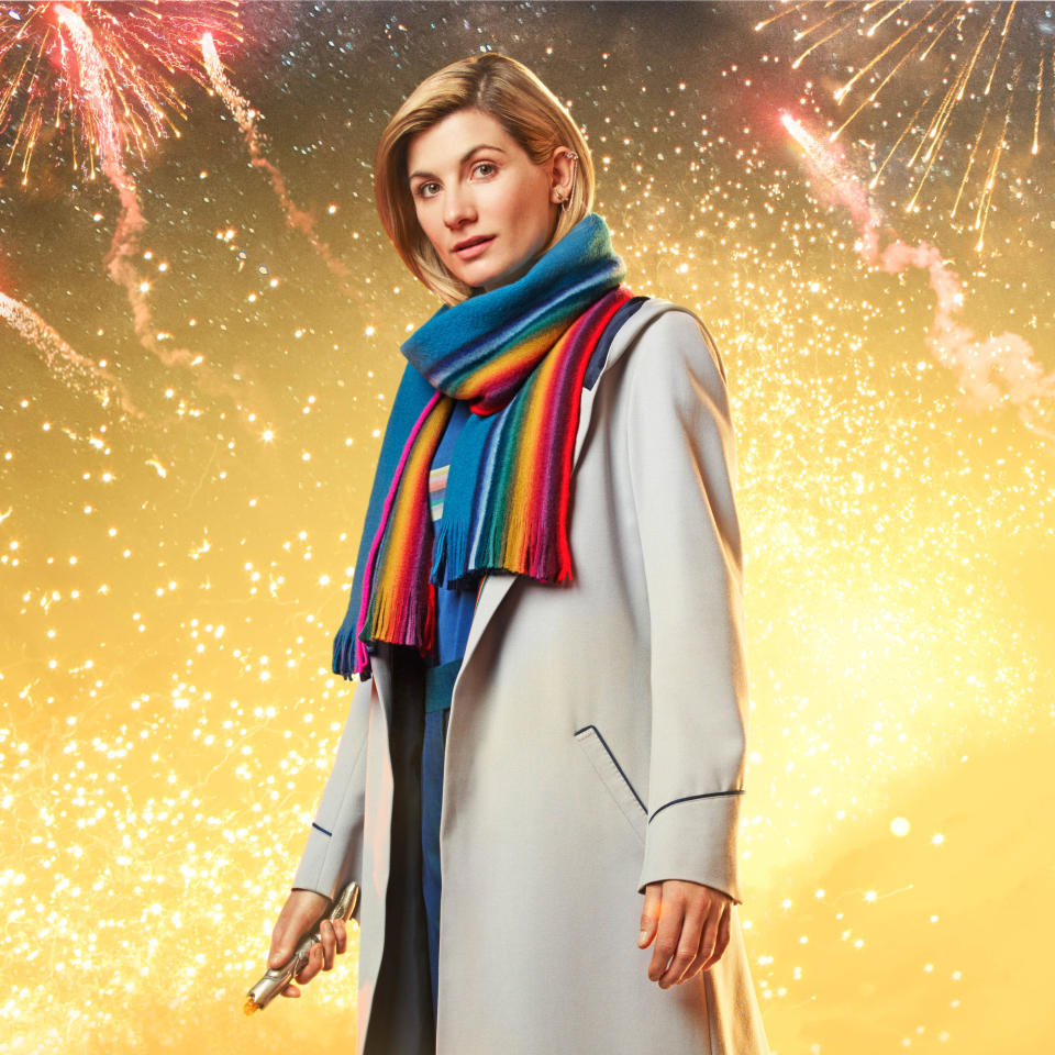 Jodie Whittaker channels ‘Doctor Who’ legend Tom Baker in first look at festive episode