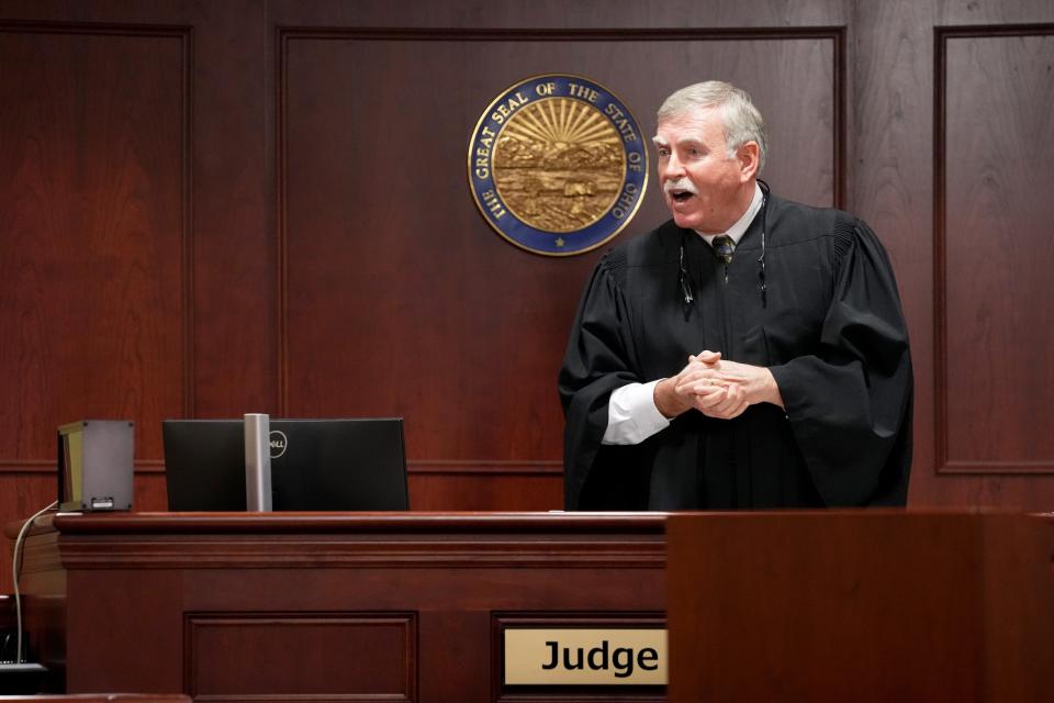 Visiting Judge Daniel Hogan, who was appointed by the Ohio Supreme Court to preside over the trial of Butler County Auditor Roger Reynolds, addresses the court during jury selection earlier this month.