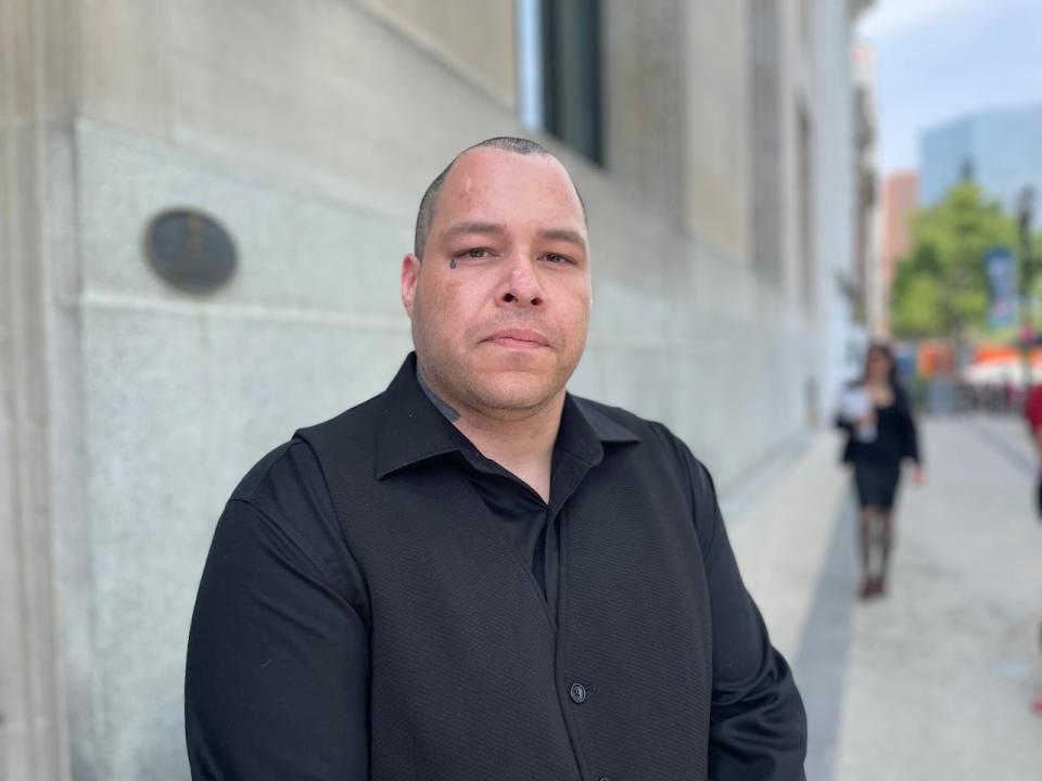 Patrick Tomchuk was assaulted by Hamilton police officer Brian Wren in May 2022. He attended Wren's sentencing hearing at the John Sopinka Courthouse on Friday. 