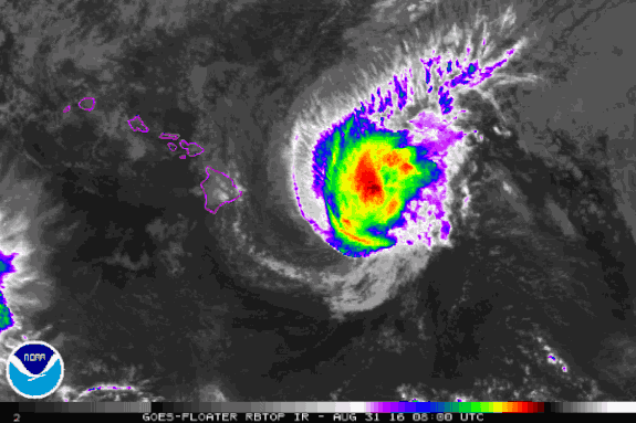 Infrared satellite loop of Hurricane Madeline on Aug. 31, 2016.