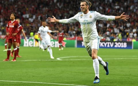 Gareth Bale of Real Madrid celebrates scoring his sides third goal - Credit:  Getty Images