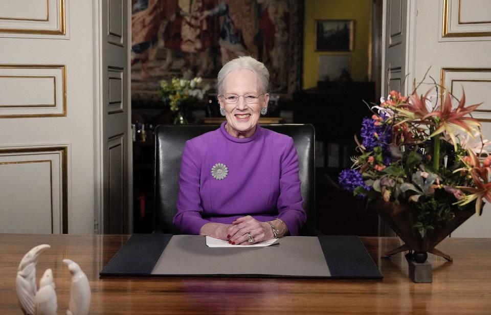 queen margrethe ii of denmark gives a new year's speech from christian ix's palace, amalienborg castle, in copenhagen, denmark, on december 31, 2023, announcing her upcoming abdication denmark's queen margrethe ii announced in her traditional new year's address that she would be abdicating on january 14, 2024 after 52 years on the throne photo by keld navntoft ritzau scanpix afp denmark out