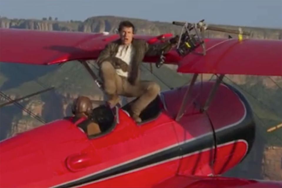 Tom Cruise Sits on Wing of Biplane Filming Next Mission: Impossible Movie