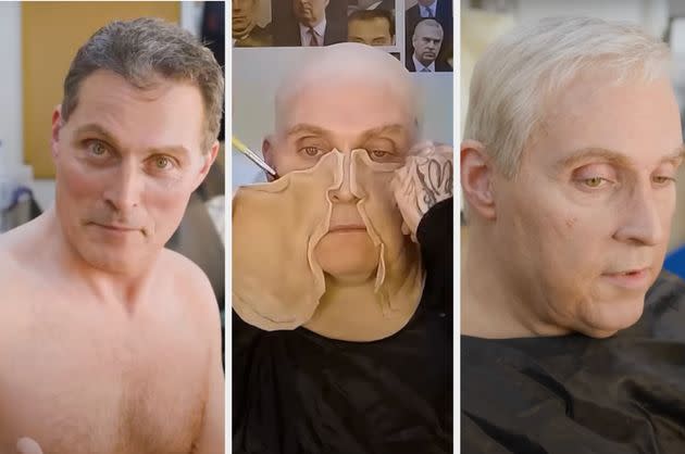 Rufus Sewell pictured at various stages of his transformation