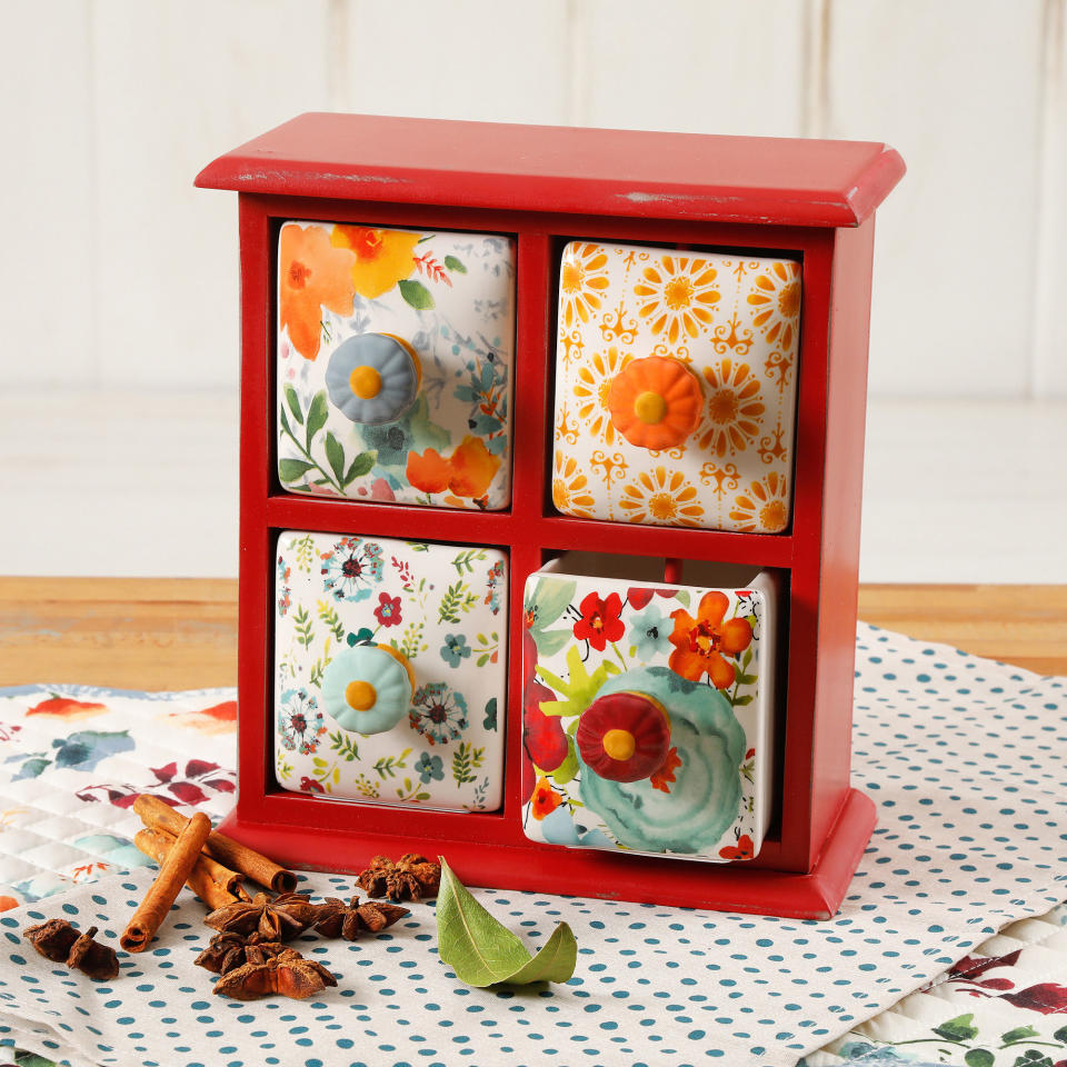 Flea Market 4-Drawer Distress Spice Box (Multiple Colors)