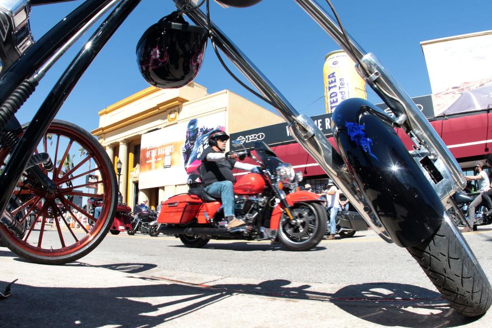 An interesting angle on the riders that were cruising Main Street on the closing weekend of Bike Week 2023. “At home, it’s snowy and in the 30s right now,” said visitor Mark Bamberger, who rode from Cincinnati to attend the 10-day event. .
