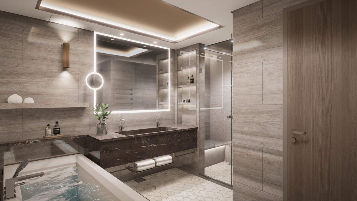 The new suite categories will have walk-in showers and whirlpool baths.