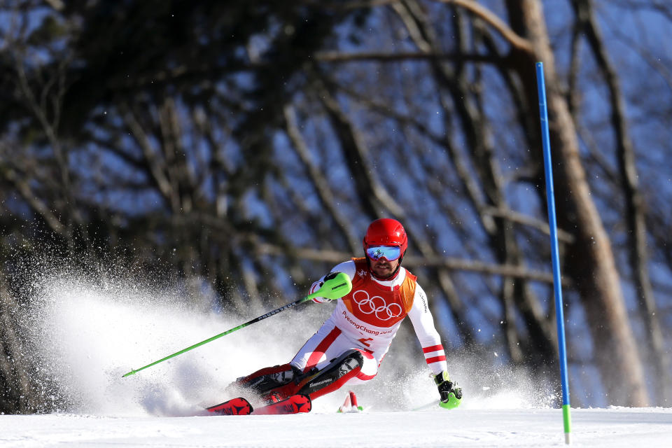 <p>Marcel Hirscher of Austria wins the gold medal during the Alpine Skiing Men’s Combined at Jeongseon Alpine Centre on February 13, 2018 in Pyeongchang-gun, South Korea. (Photo by Alexis Boichard/Agence Zoom/Getty Images) </p>