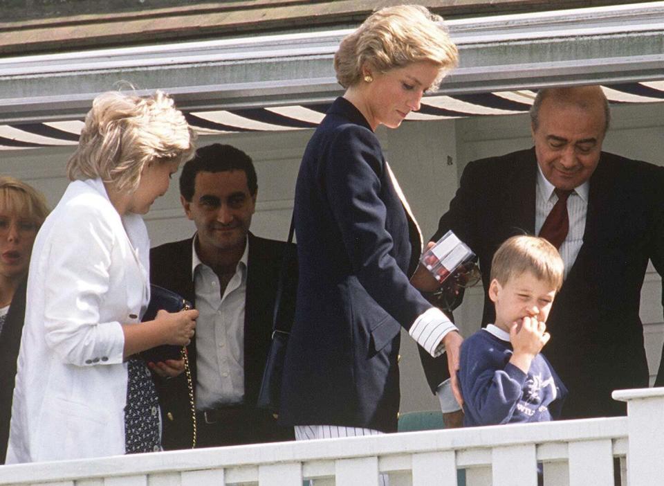 PRINCESS DIANA, PRINCE WILLIAM WITH DODI AND MOHAMED AL FAYED