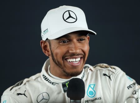 Britain Formula One - F1 - 2017 Mercedes Formula One Car Launch - Silverstone - 23/2/17 Mercedes' Lewis Hamilton during the launch Reuters / Eddie Keogh Livepic EDITORIAL USE ONLY.