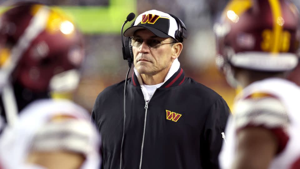 Former Washington Commanders head coach Ron Rivera looks on during a game this year. - Scott Taetsch/Getty Images