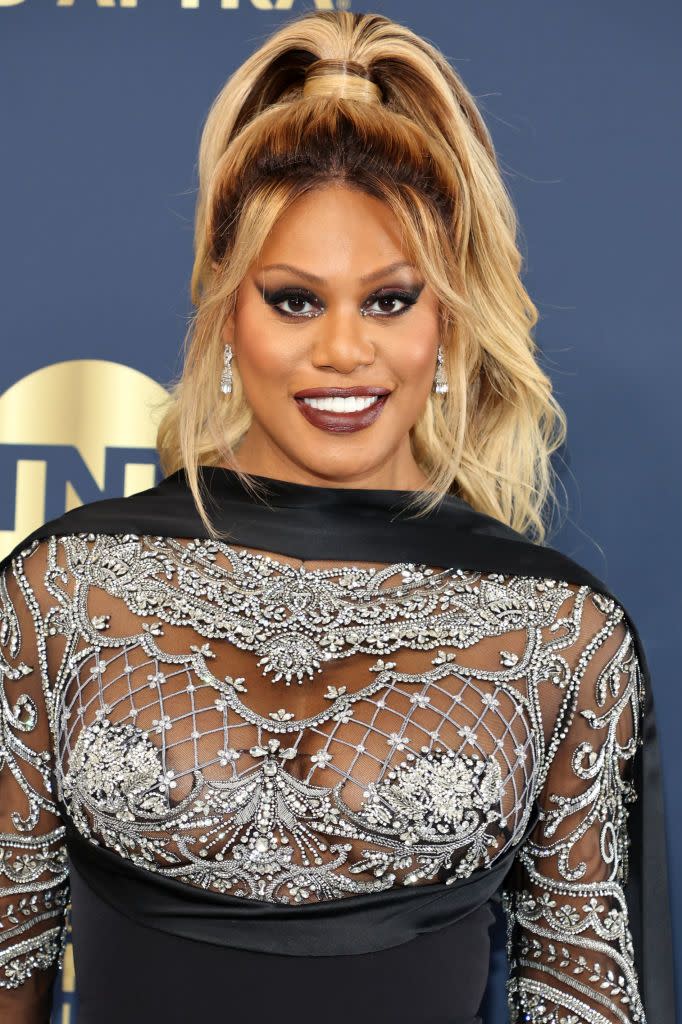 laverne cox attends the 28th annual screen actors guild awards at barker hangar on february 27, 2022 in santa monica, california photo by amy sussmanwireimage