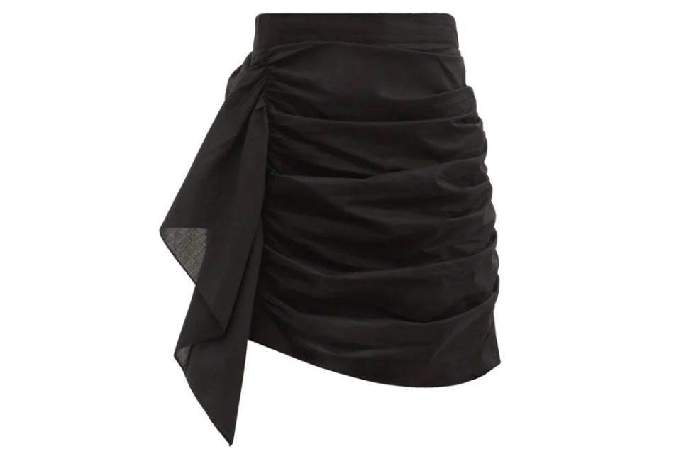 black skirt, ruched, rhode