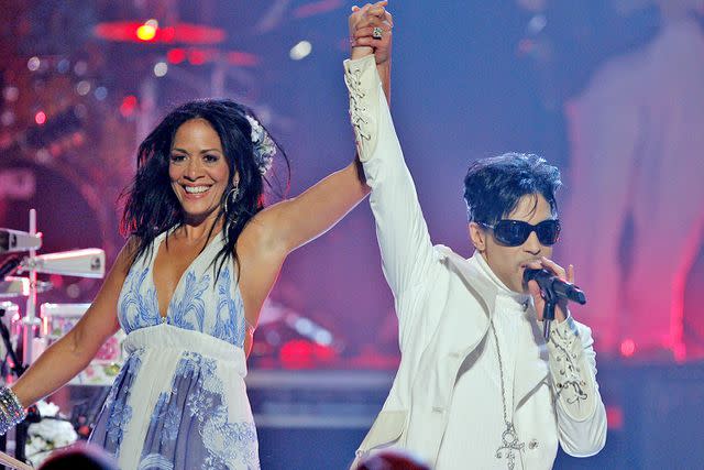 <p>Vince Bucci/Getty</p> Sheila E. and Prince in 2007.