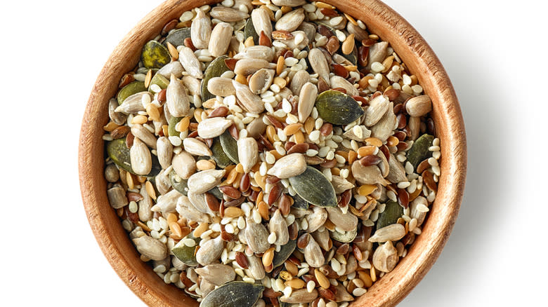 Assorted seeds in a bowl