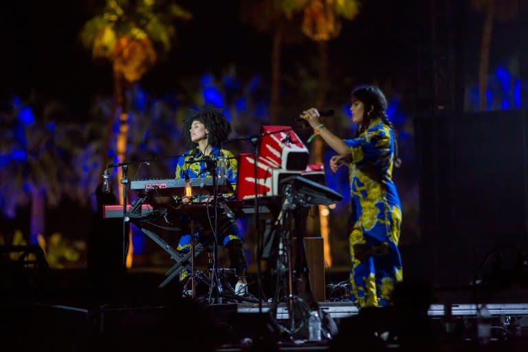 French duo Ibeyi performing Sunday with Kali Uchis at the Coachella music festival in Indio, California