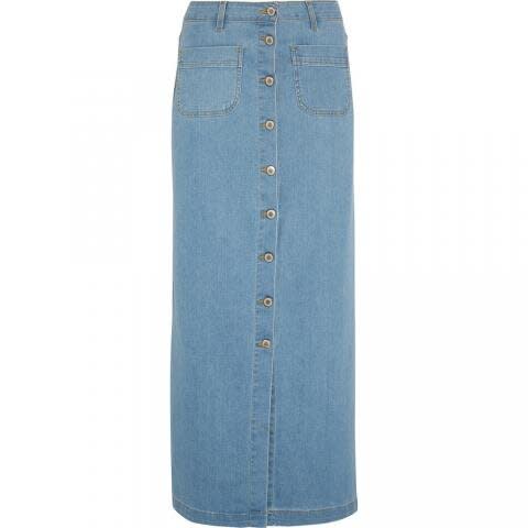 Button-Front Denim Skirt