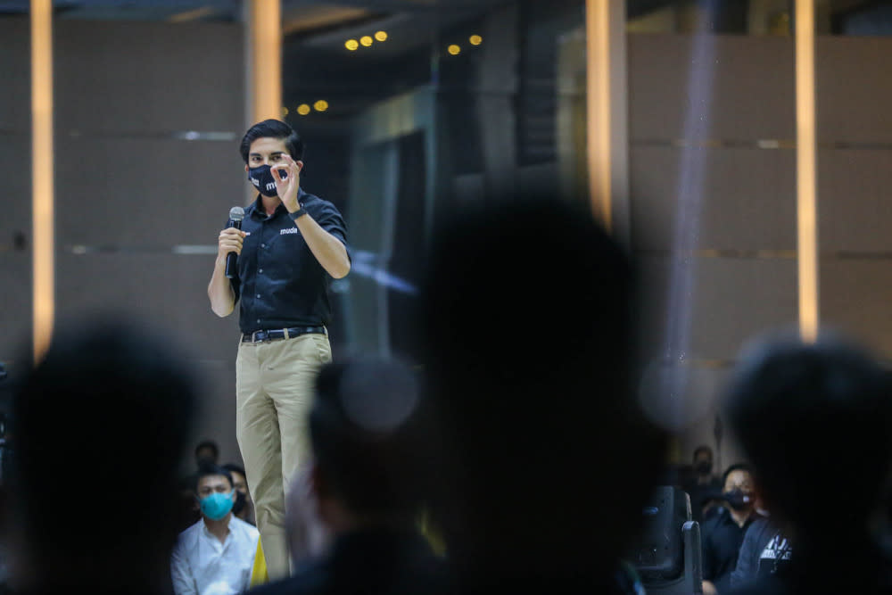 Muda president Syed Saddiq Syed Abdul Rahman speaks at the party’s launch ceremony at the Connexion Conference &amp; Events Centre in Kerinchi February 11, 2022. ― Picture by Hari Anggara