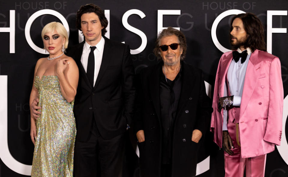 Lady Gaga, Adam Driver, Al Pacino and Jared Leto at the House of Gucci Los Angeles premiere held at The Academy Museum of Motion Pictures on November 18, 2021 in Los Angeles, California. (Photo by Chris Polk/Variety/Penske Media via Getty Images)